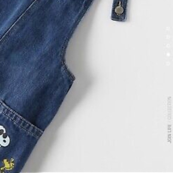 NWT. Zara Girls Blue Snoopy Peanuts Print Denim Overall Dress. Size 12-18. - Picture 4 of 9